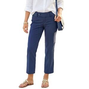 LILLY PULITZER Navy Blue Luxury Crop Pant Size 8 Capri Summer Slim Straight